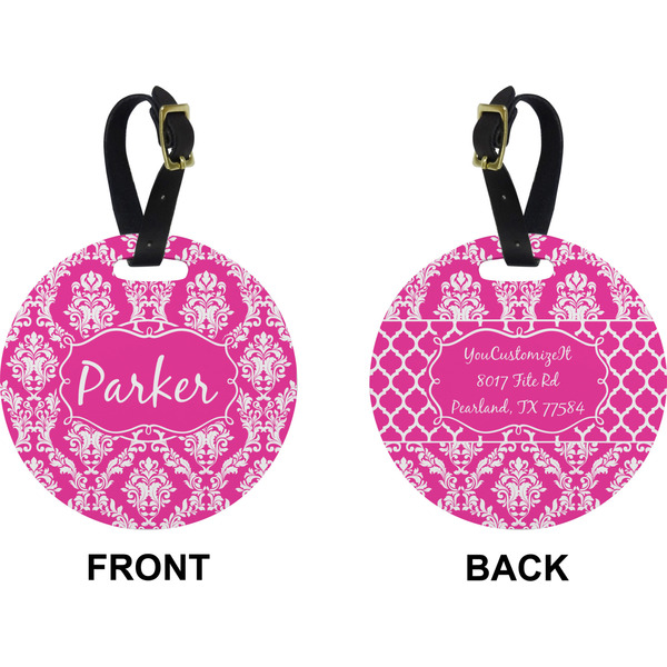 Moroccan & Damask Circle Luggage Tag (Front + Back)