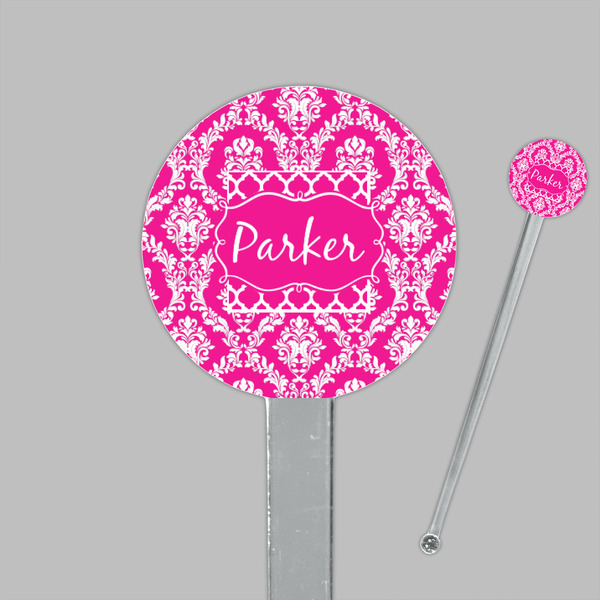 Moroccan & Damask Clear Plastic 7" Stir Stick - Round - Closeup