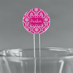 Moroccan & Damask 5.5" Round Plastic Stir Sticks - Clear (Personalized)