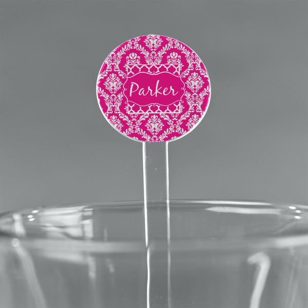 Custom Moroccan & Damask 5.5" Round Plastic Stir Sticks - Clear (Personalized)