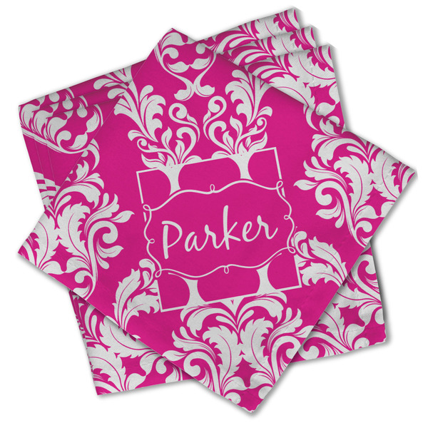 Custom Moroccan & Damask Cloth Cocktail Napkins - Set of 4 w/ Name or Text