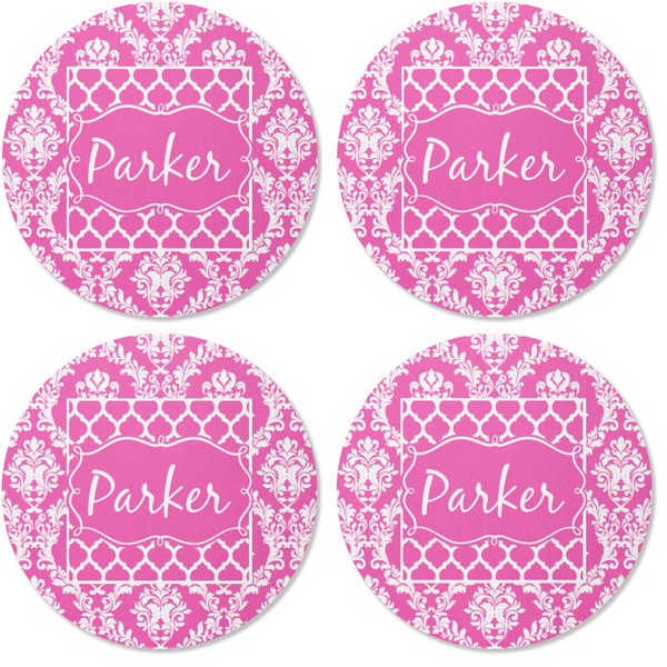 Moroccan & Damask Coaster Round Rubber Back - Apvl