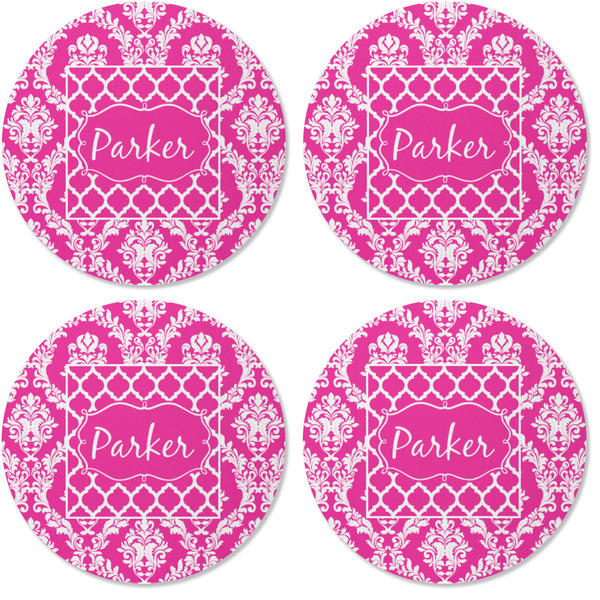 Moroccan & Damask Coaster Round Rubber Back - Apvl