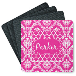 Moroccan & Damask Square Rubber Backed Coasters - Set of 4 (Personalized)