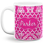 Moroccan & Damask 11 Oz Coffee Mug - White (Personalized)