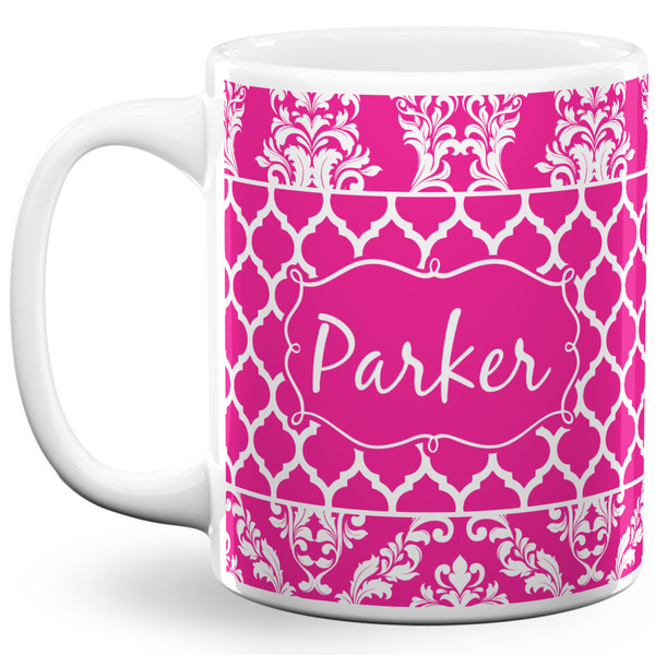 Custom Moroccan & Damask 11 Oz Coffee Mug - White (Personalized)