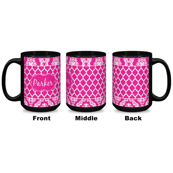 Moroccan & Damask Coffee Mug - 15 oz - Black APPROVAL
