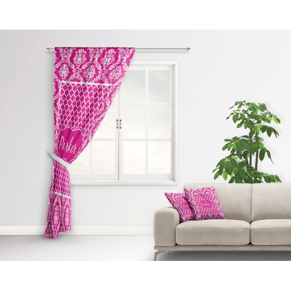 Moroccan & Damask Curtain With Window and Rod - in Room Matching Pillow