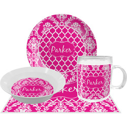 Moroccan & Damask Dinner Set - Single 4 Pc Setting w/ Name or Text