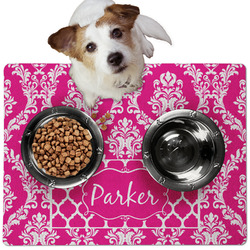 Moroccan & Damask Dog Food Mat - Medium w/ Name or Text