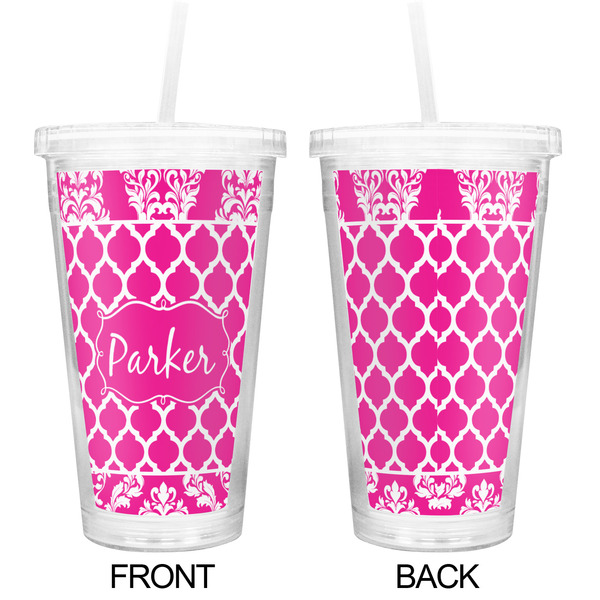 Moroccan & Damask Double Wall Tumbler with Straw - Approval