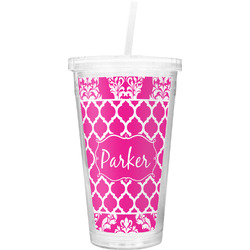 Moroccan & Damask Double Wall Tumbler with Straw (Personalized)