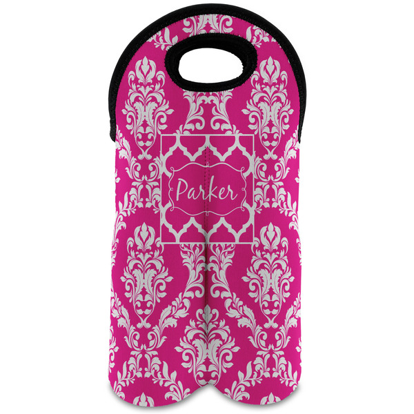 Custom Moroccan & Damask Wine Tote Bag (2 Bottles) (Personalized)