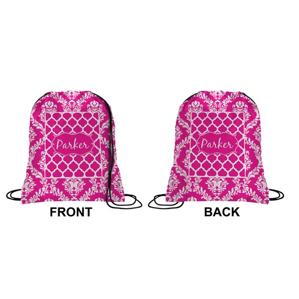 Moroccan & Damask Drawstring Backpack Front & Back Small