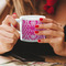 Moroccan & Damask Espresso Cup - 6oz (Double Shot) LIFESTYLE (Woman hands cropped)