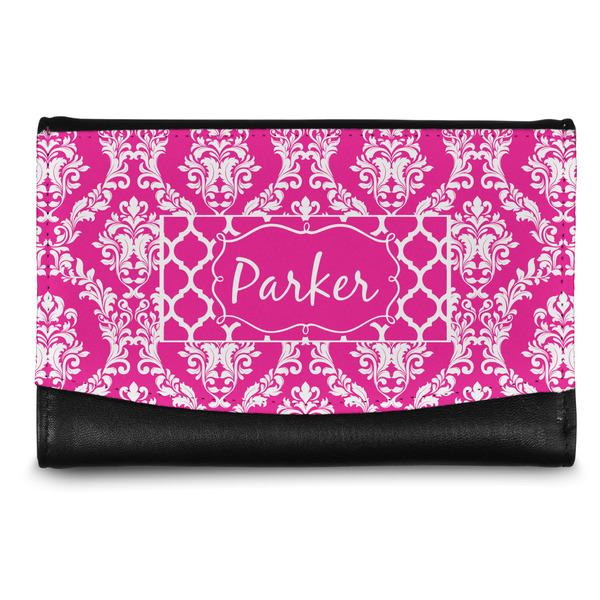 Custom Moroccan & Damask Genuine Leather Women's Wallet - Small (Personalized)