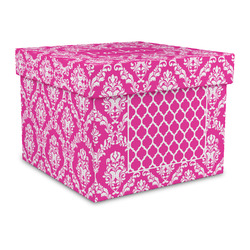 Moroccan & Damask Gift Box with Lid - Canvas Wrapped - Large (Personalized)