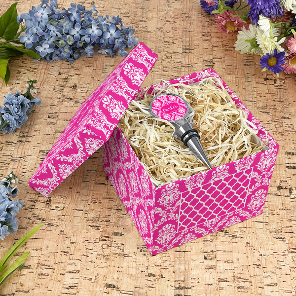 Moroccan & Damask Gift Boxes with Lid - Canvas Wrapped - Medium - In Context