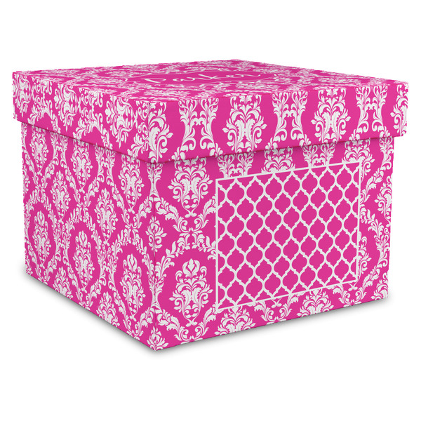 Custom Moroccan & Damask Gift Box with Lid - Canvas Wrapped - X-Large (Personalized)