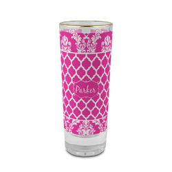 Moroccan & Damask 2 oz Shot Glass -  Glass with Gold Rim - Single (Personalized)