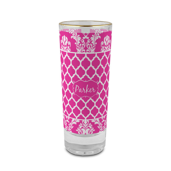 Custom Moroccan & Damask 2 oz Shot Glass - Glass with Gold Rim (Personalized)