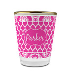 Moroccan & Damask Glass Shot Glass - 1.5 oz - with Gold Rim - Single (Personalized)