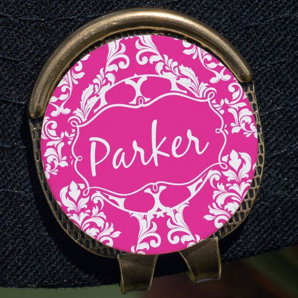 Moroccan & Damask Golf Ball Marker Hat Clip - Gold - Close Up