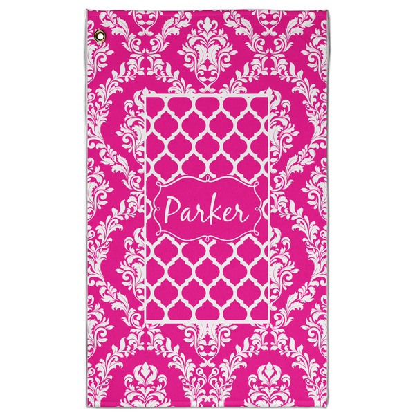 Custom Moroccan & Damask Golf Towel - Poly-Cotton Blend w/ Name or Text