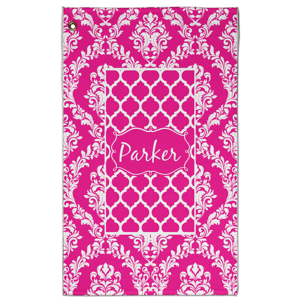 Custom Moroccan & Damask Golf Towel - Poly-Cotton Blend - Large w/ Name or Text