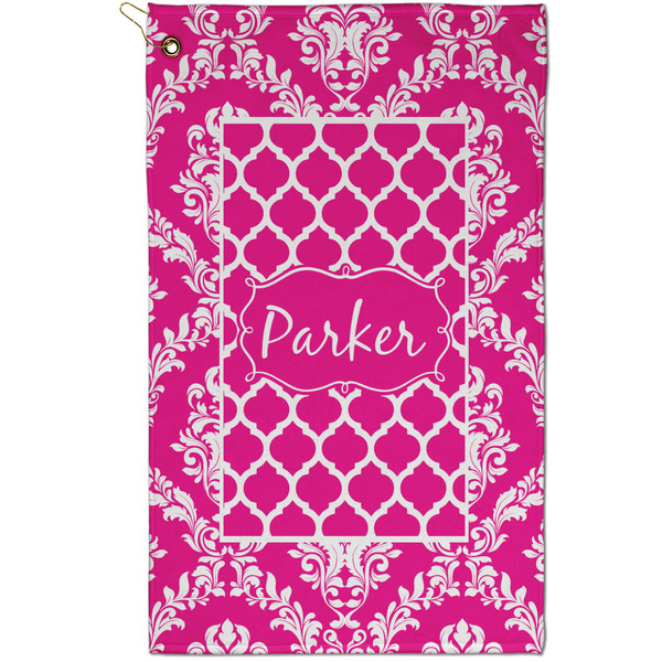 Custom Moroccan & Damask Golf Towel - Poly-Cotton Blend - Small w/ Name or Text