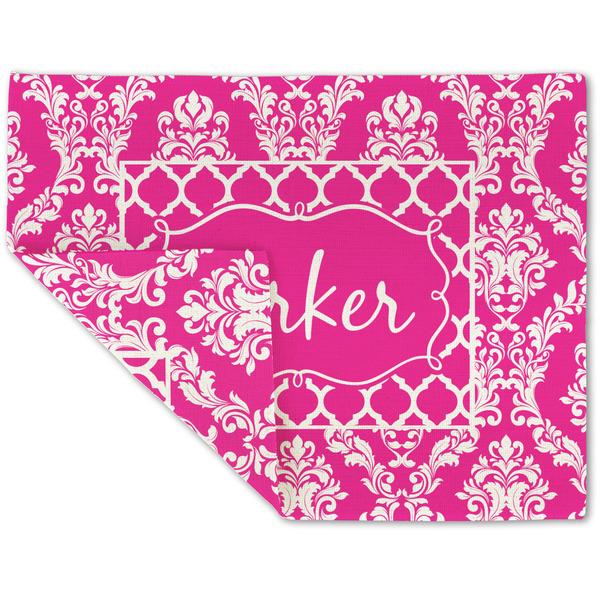 Custom Moroccan & Damask Double-Sided Linen Placemat - Single w/ Name or Text