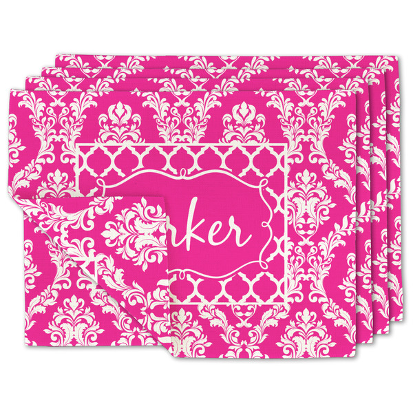 Custom Moroccan & Damask Double-Sided Linen Placemat - Set of 4 w/ Name or Text