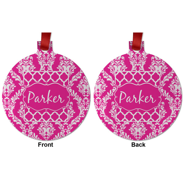 Moroccan & Damask Metal Ball Ornament - Front and Back