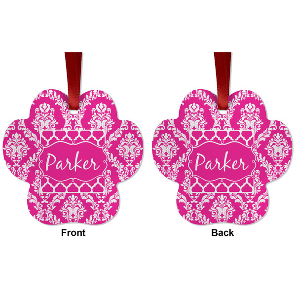 Moroccan & Damask Metal Paw Ornament - Front and Back