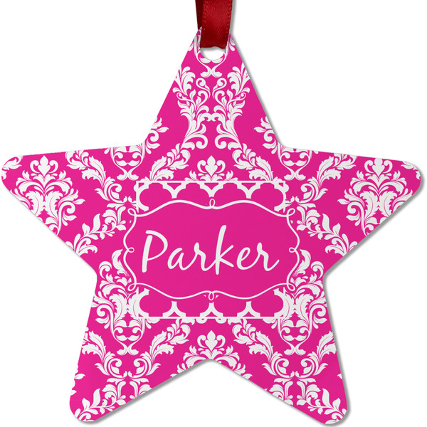 Custom Moroccan & Damask Metal Star Ornament - Double Sided w/ Name or Text