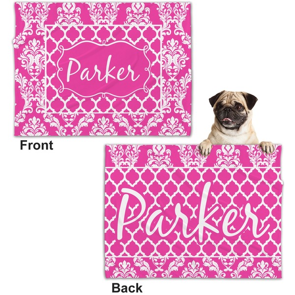 Moroccan & Damask Microfleece Dog Blanket - Regular - Front & Back
