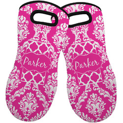 Moroccan & Damask Neoprene Oven Mitts - Set of 2 w/ Name or Text