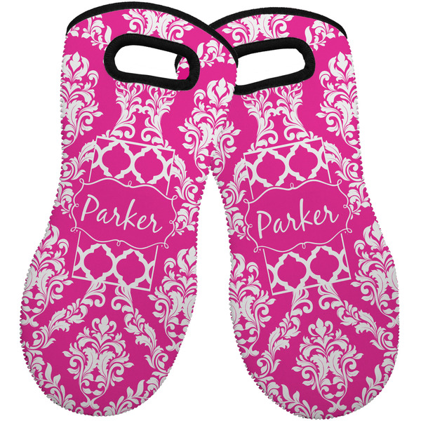 Custom Moroccan & Damask Neoprene Oven Mitts - Set of 2 w/ Name or Text