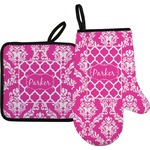 Moroccan & Damask Oven Mitt & Pot Holder Set w/ Name or Text