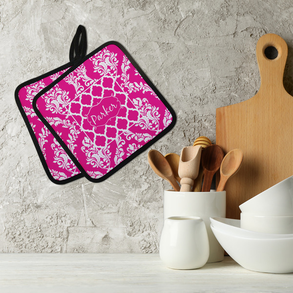 Moroccan & Damask Neoprene Pot Holder - Set of 2  LIFESTYLE