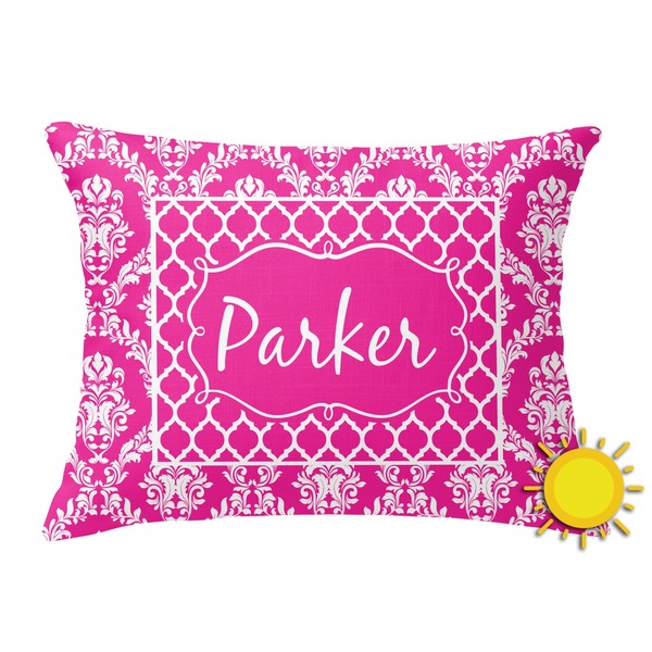 Custom Moroccan & Damask Outdoor Throw Pillow (Rectangular) (Personalized)