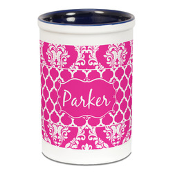 Moroccan & Damask Ceramic Pencil Holders - Blue