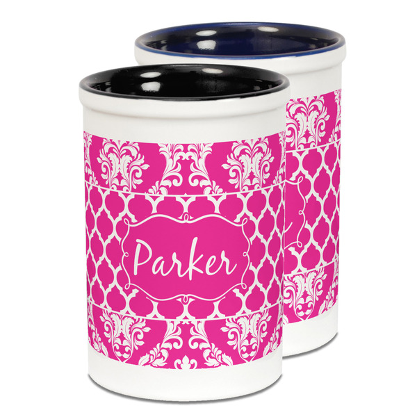 Custom Moroccan & Damask Ceramic Pencil Holder - Large