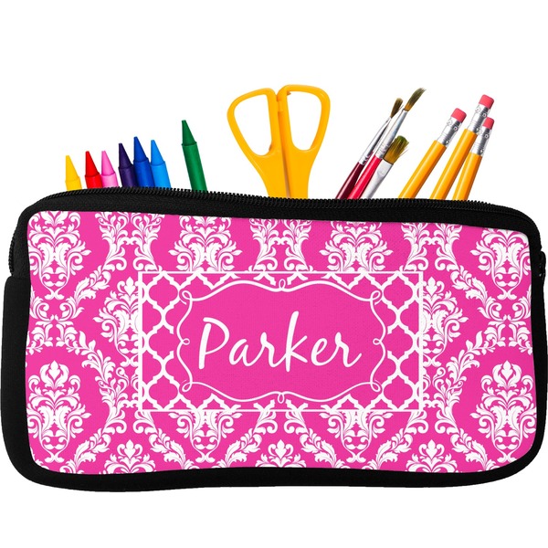 Custom Moroccan & Damask Neoprene Pencil Case (Personalized)