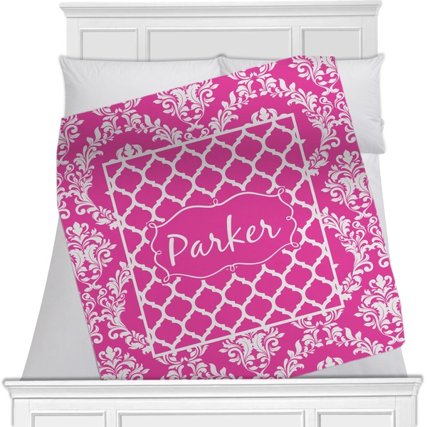 Custom Moroccan & Damask Minky Blanket - Toddler / Throw - 60"x50" - Single Sided (Personalized)