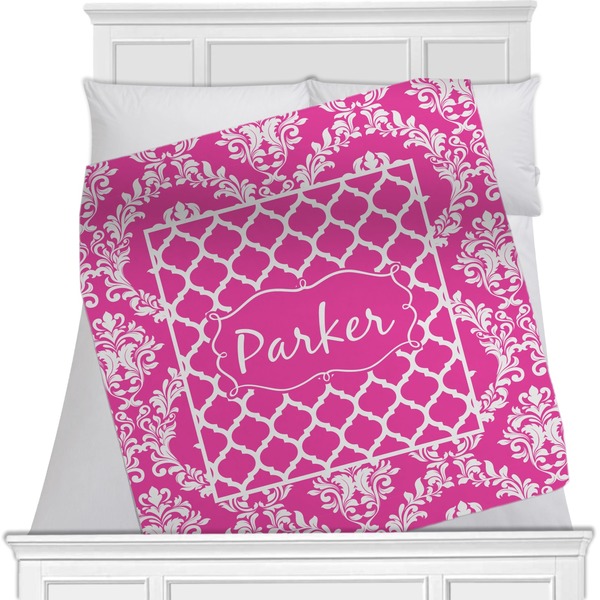 Custom Moroccan & Damask Minky Blanket - Twin / Full - 80"x60" - Double Sided (Personalized)