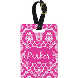 Moroccan & Damask Plastic Luggage Tag - Rectangular w/ Name or Text