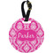 Moroccan & Damask Plastic Luggage Tag - Round (Personalized)