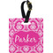 Moroccan & Damask Plastic Luggage Tag - Square w/ Name or Text