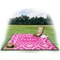 Moroccan & Damask Picnic Blanket - with Basket Hat and Book - in Use